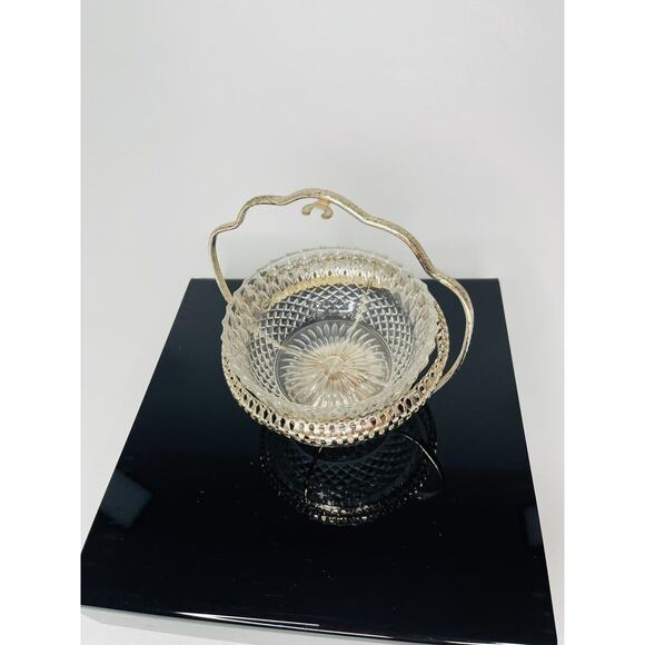 Sugar Bowl Queen Anne Mayell Silver Plated Glass Clear Original Home - Picture 7 of 8